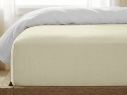 Světle krémové jersey prostěradlo s lycrou 180x200 cm