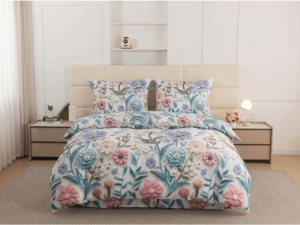 Barevné povlečení z mikrovlákna FLORIBEE s květinovým motivem