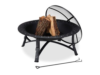 Zahradní ohniště FIREBOWL ∅ 90 cm černé pro večerní posezení