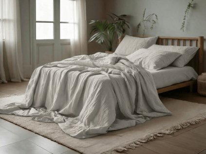 Elegantní mušelínové povlečení PURELY světle šedé pro moderní ložnici