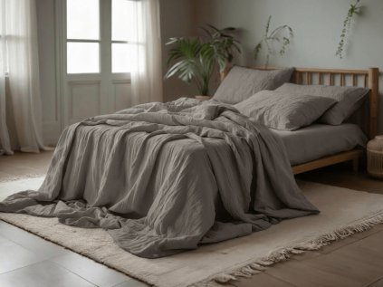 Elegantní mušelínové povlečení PURELY šedé pro moderní ložnici