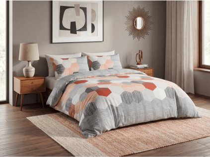 Krepové povlečení HONEY COMB šedé s jemným geometrickým designem