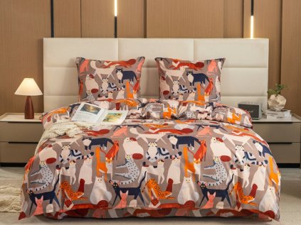 Povlečení z mikrovlákna CATMOSPHERE barevné s hravým motivem koček