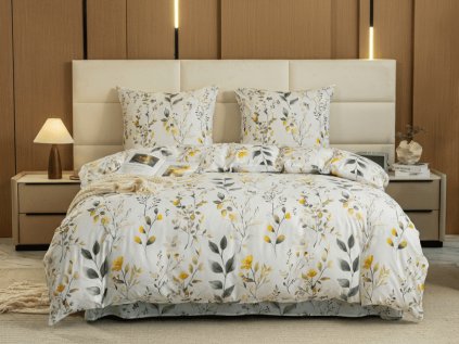 Povlečení z mikrovlákna CITRUS GARDEN bílé s jemným citrusovým motivem