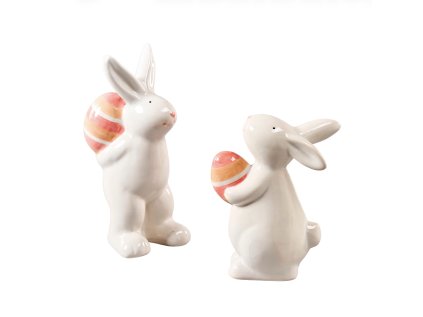 Keramický velikonoční králík HOPERA s barevným vajíčkem