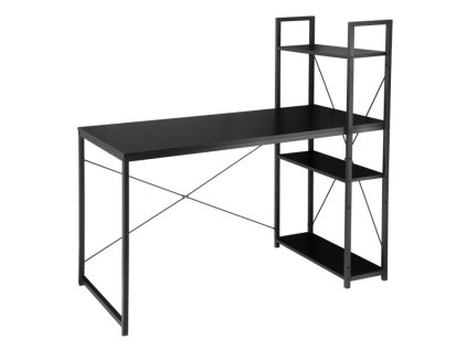 Psací stůl s regálem LOFTY 120x60 cm, černý v industriálním stylu