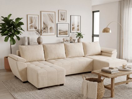 Coltar extensibil in U LIVARO 305x140 cm, crem