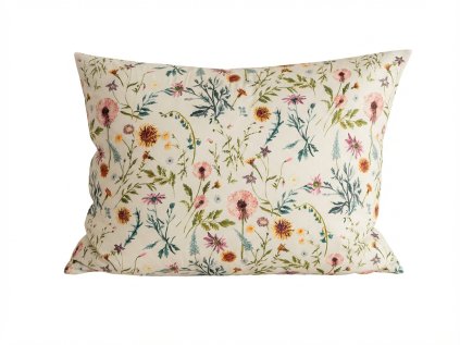 Povlak na polštář z mikrovlákna HERBALIS 50x70 cm, krémový s botanickým motivem
