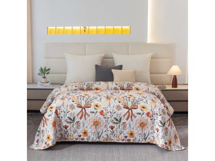 Cuvertura de pat FLORAL RIBBON, crem