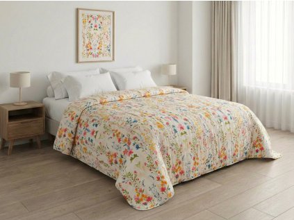 Přehoz na postel MILLEFLEUR, barevný s jemným květinovým motivem