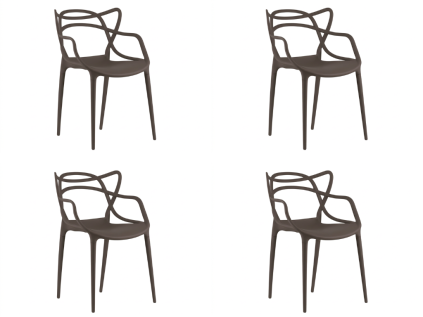 Set de 4 scaune din plastic KATO, maro