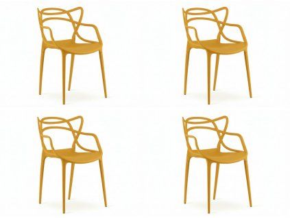 Set 4 bucati scaune din plastic KATO, mustar