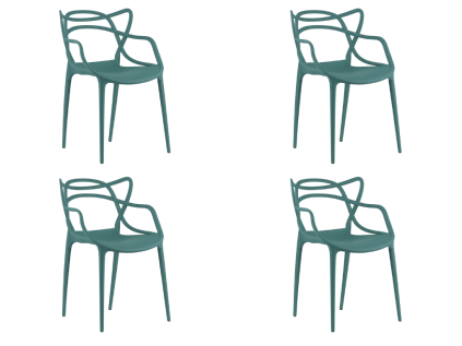 Set 4 bucati scaune din plastic KATO, petrol.