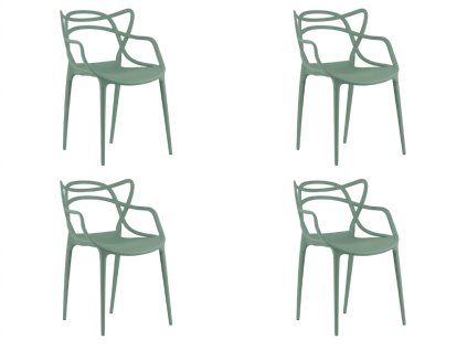 Set de 4 scaune din plastic KATO, verde salvie