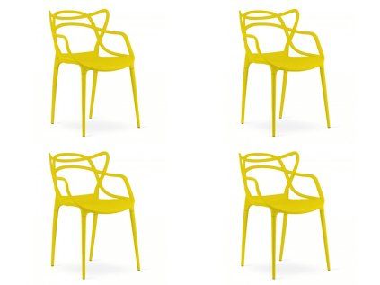 Set 4 scaune din plastic KATO, galben
