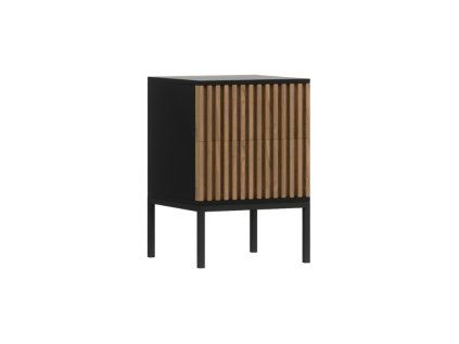 Moderní noční stolek MEORATI černá/dub artisan s lamelami