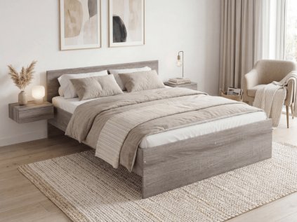 Designová postel ELISA 120 x 200 cm dub lanýž v přírodním stylu
