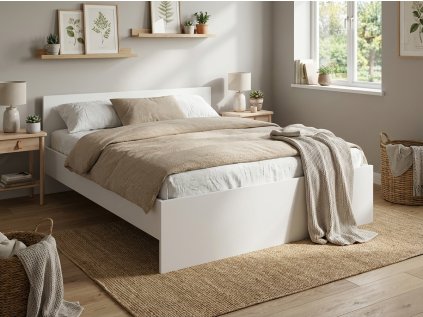 Postel ELISA 160 x 200 cm bílá moderní dvoulůžko do ložnice
