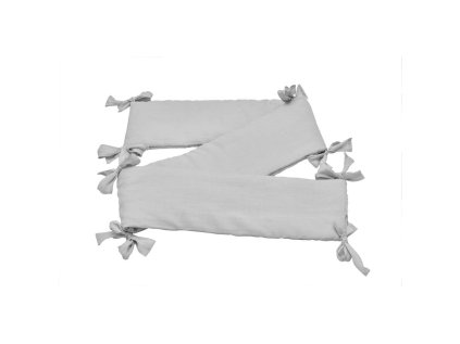 Šedý lněný mantinel do postýlky STONE GRAY pro bezpečný spánek