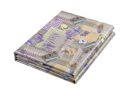 91938 pvc ubrus lavenda 120x140 cm barevny s levanduli a patchwork vzorem