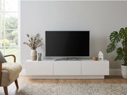 TV stolek DOLCE 180 cm bílá moderní design s úložným prostorem