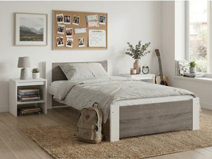 Postel IKAROS 80 x 200 cm, bílá/dub lanýž