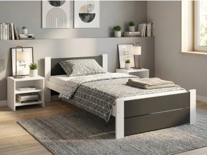 Postel IKAROS DOUBLE 80 x 200 cm, antracit/bílá