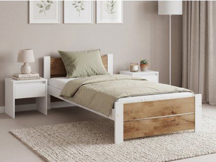 Postel IKAROS DOUBLE 80 x 200 cm, bílá/dub artisan