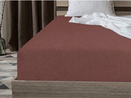 Froté prostěradlo POLY tmavě hnědé 90x200 cm pro pohodlný spánek