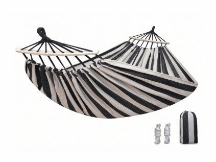 Houpací síť ZENVIO COMFORT 200x80 cm šedo-bílá s taškou zdarma