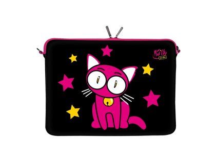 Černý obal na notebook 15.6" KITTY TO GO s růžovou kočičkou