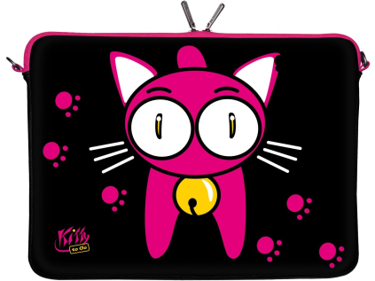 Černý obal na notebook 17.3" KITTY TO GO LS133 s růžovou kočkou