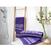 Bordură decorativă pe prosopul violet BAMBOO, fibre ecologice și dimensiuni generoase