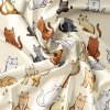 Povlečení COLORED CATS krémové s motivem koček z mikrovlákna