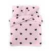 Designové růžové povlečení CORAZON s elegantními černými srdíčky