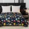 Elegantní modrý přehoz na postel ANIMALS s roztomilými zvířaty