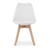 Moderní jídelní židle v bílém provedení s přírodními bukovými nohami, ideální do jídelny nebo kuchyně, elegantní a pohodlná