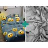 Sada povlečení z mikrovlákna MLSNÝ SMAJLÍK šedé + prostěradlo Jersey 90x200cm