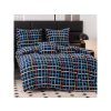 Designové povlečení mikroplyš GRID tmavě modré s kostkovaným motivem