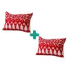 Sada 2 ks vánočních povlaků na polštář VÁNOČNÍ LES 50x70 cm, červené s bílým vzorem, ideální pro sváteční atmosféru.