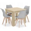 Jídelní set 1+4 MADO 80x80 cm dub sonoma + židle BALI MARK šedá