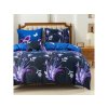 Jemné povlečení VIOLET BUTTERFLY tmavě modré s květinovými ornamenty