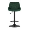 Scaun de bar verde KAST VELVET cu picior negru