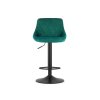 Scaun de bar verde KAST VELVET cu picior negru