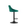 Scaun de bar verde KAST VELVET cu picior negru