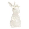 Dekorační zajíček LILY BUNNY 12 cm bílý s jemnými květinovými detaily