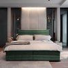Pat tapițat boxspring ISPIRA 140x200 cm verde