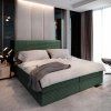 Pat tapițat boxspring ISPIRA 140x200 cm verde