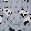 Moderní přehoz na postel PANDA šedý s pandami
