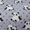 Kvalitní přehoz na postel PANDA šedý s obrázky pand